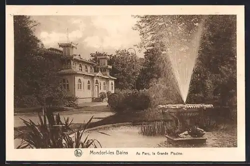 AK Mondorf-Les-Bains, Au Parc, La Grande Piscine, Partie am Springbrunnen