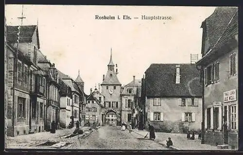 AK Rosheim i. Els, Hauptstrasse mit Torturm