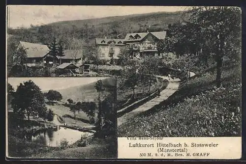 AK Hittelbach b. Stossweier, Teich, Ortspartie