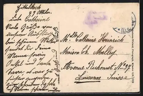 AK Hittelbach b. Stossweier, Teich, Ortspartie