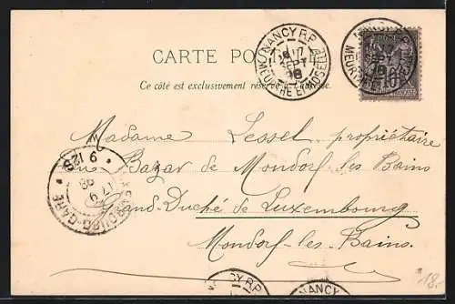 Lithographie Nancy, Fontaine d`Amphitrite, Monument Carnot, Place Stanislas et Hotel de Ville, Vue Generale