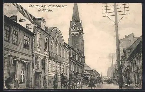 AK Mitau, die katholische Kirchenstrasse