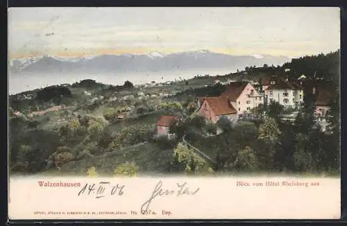 AK Walzenhausen, Blick auf den Ort vom Hotel Rheinburg aus