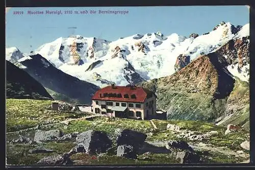 AK Muottas Muraigl, Berghütte und die Berninagruppe