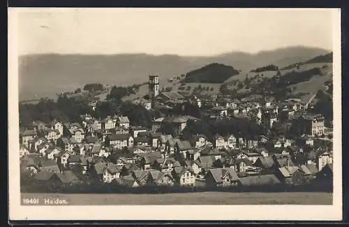 AK Heiden, Ortsansicht mit Bergpanorama aus der Vogelschau