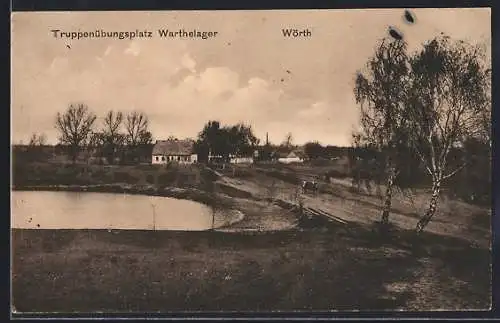 AK Warthelager, Truppenübungsplatz, Wörth, Panorama mit Teich
