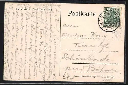 AK Köln, Excelsior-Hotel, Trankgasse, Innenansicht