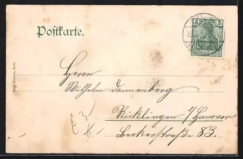 AK Köln, Eisenbahnbrücke mit Denkmal Kaiser Wilhelm I.