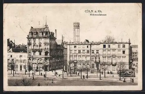 AK Cöln a. Rh., Rochmodishaus mit Strassenbahn