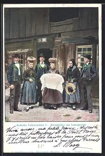 AK Lehengericht, Familie in Tracht aus dem Kinzigthal