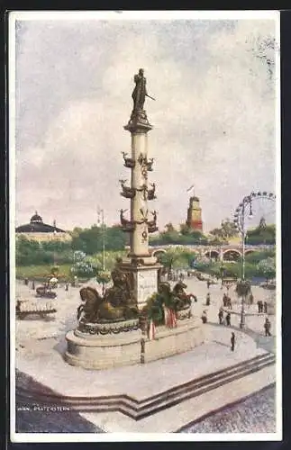 AK Wien-Praterstern, Blick auf Tegetthoffdenkmal und Riesenrad