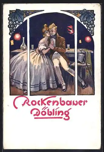 Künstler-AK Döbling, Gasthaus Rockenbauer in der Nusswaldgasse