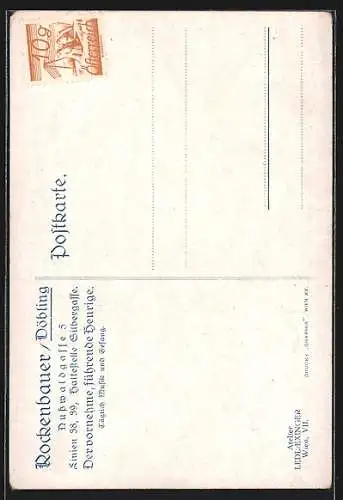 Künstler-AK Döbling, Gasthaus Rockenbauer in der Nusswaldgasse