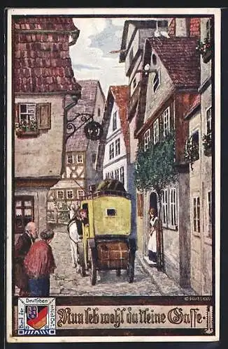 Künstler-AK Ernst Kutzer: Strassenpartie mit Kutsche
