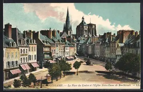 AK Guingamp, La Place du Centre et l'Eglise Notre-Dame de Bon-Secours
