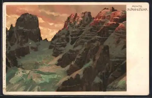 Künstler-AK A.Paetzold: Monte Cristallo-Gletscher im Abendlicht