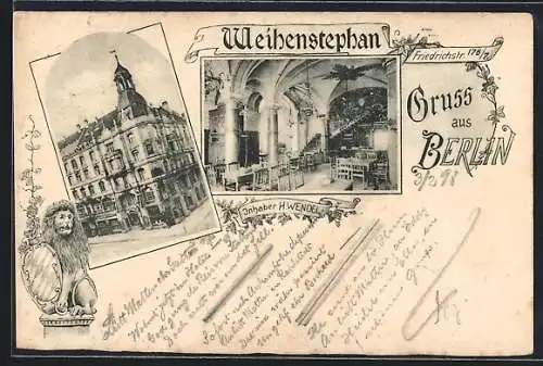AK Berlin, Gasthaus Weihenstephan, Innenansicht, Friedrichstrasse 176-177