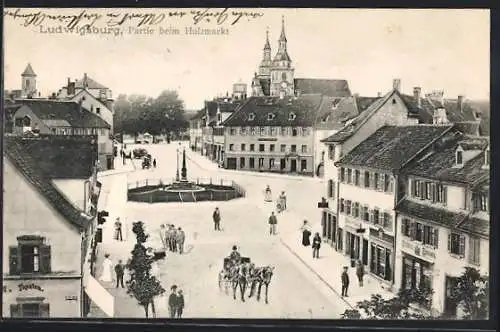 AK Ludwigsburg / Württ., Partie beim Holzmarkt aus der Vogelschau