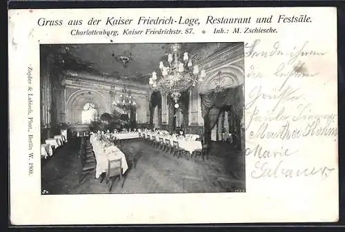 AK Charlottenburg, Restaurant Kaiser-Friedrich-Loge, Kaiser-Friedrich-Strasse 87, Innenansicht