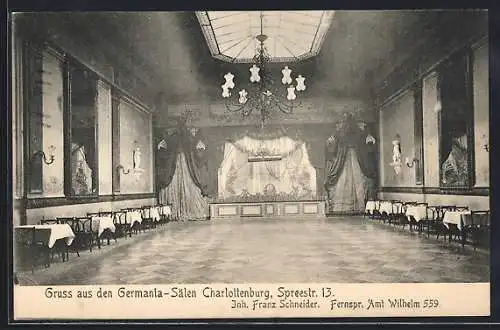 AK Charlottenburg, Gasthaus Germania-Säle, Spreestrasse 13, Innenansicht
