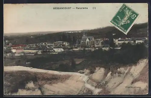 AK Bessancourt, Panorama du village avec église et paysage environnant