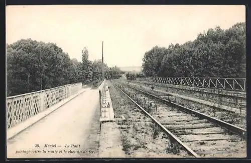 AK Mériel, Le Pont partage entre la route et le chemin de fer