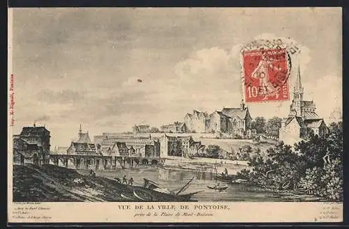 AK Pontoise, Vue de la ville depuis la Plaine de Mont-Bisson