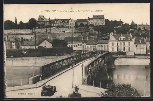 AK Pontoise, Panorama, Le Pont et le Château