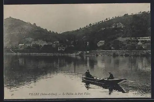 AK Villez, Le Vallon de Port Villez avec barque sur la rivière