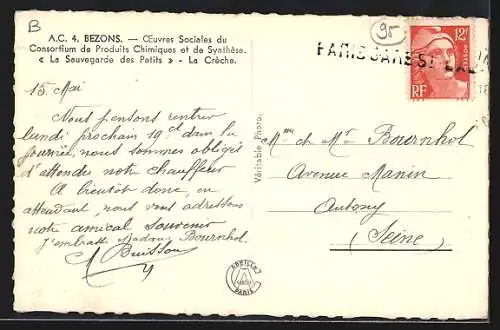 AK Bezons, Vue de l`orphelinat La Sauvegarde des Petits et la route adjacente