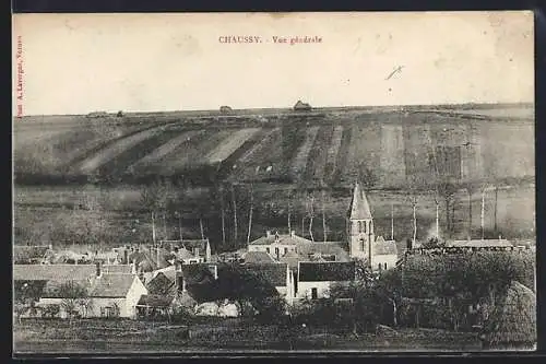 AK Chaussy, Vue générale du village et des champs environnants