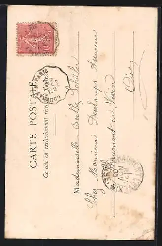 AK Pontoise, Église Notre-Dame avec inscriptions manuscrites