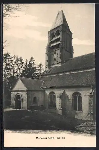 AK Méry-sur-Oise, Église et son clocher imposant