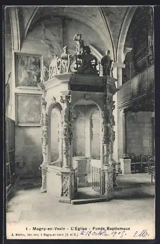 AK Magny-en-Vexin, L`Église, Fonds Baptismaux