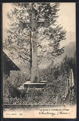 AK Chatenay, La Croix à l`entrée du village