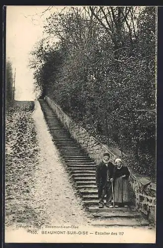 AK Beaumont-sur-Oise, Escalier des 117
