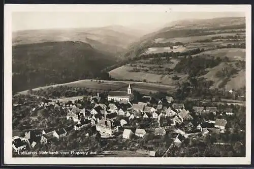 AK Mainhardt, Teilansicht mit Kirche, Fliegeraufnahme