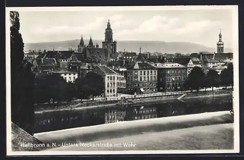 AK Heilbronn, Untere Neckarstrasse mit Wehr