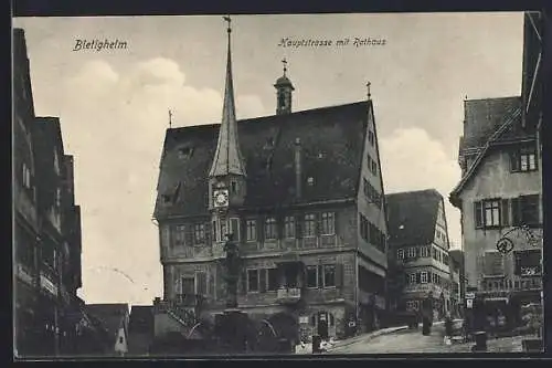 AK Bietigheim / Enz, Hauptstrasse mit Rathaus