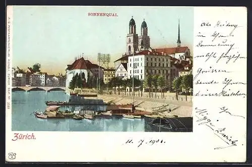 AK Zürich, Boote am Sonnenquai