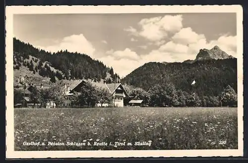 AK Reutte, Gasthof und Pension Schluxen mit Säuling
