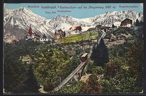 AK Innsbruck, die Drahtseilbahn auf die Hungerburg, Bergbahn
