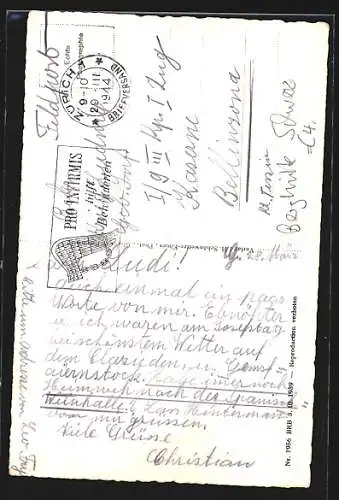 AK Neue Claridenhütte, Partie mit Glärnischkette