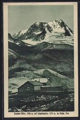 AK Dresdner Hütte im Stubai mit Schaufelspitze