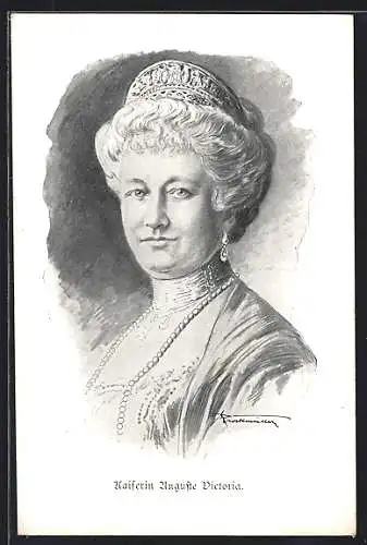 AK Kaiserin Auguste Victoria von Preussen mit Diadem und Perlenkette