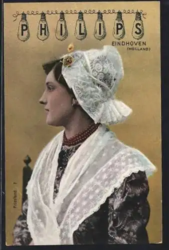 AK Eindhoven, Reklame Philips, holländische Bäuerin