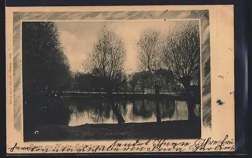 AK Nieder-Schönhausen / Elbe, Blick auf den Dorfteich