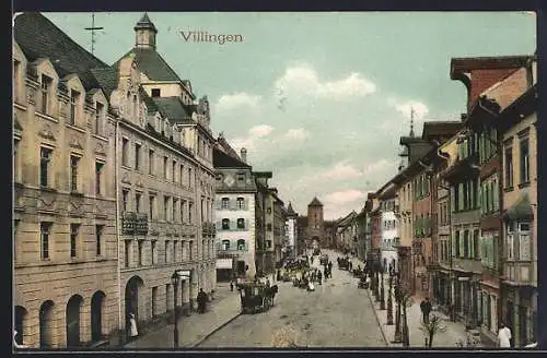 AK Villingen / Schwarzwald, Partie am Stadttor mit Pferdekutsche