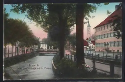 AK Leutkirch, Obere Vorstadt-Strasse mit der Eschach