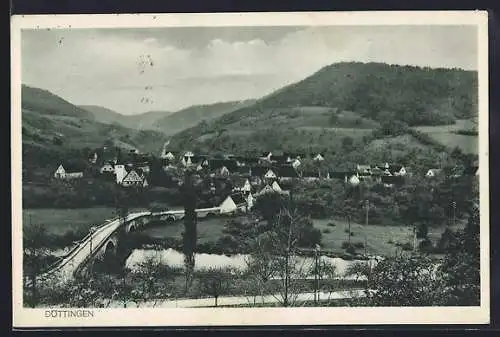AK Döttingen, Landschaftspanorama und Ortschaft